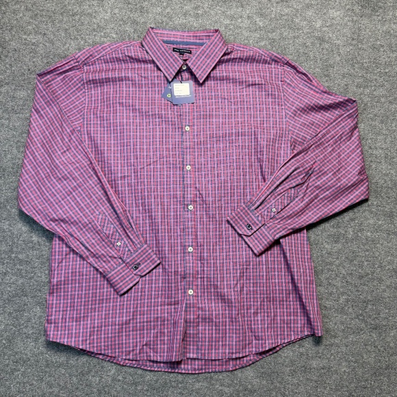 Jack Maverick Shirt Mens 3XL Raspberry Navy Blue Plaid Button Up Long Sleeve NWT - Picture 1 of 8